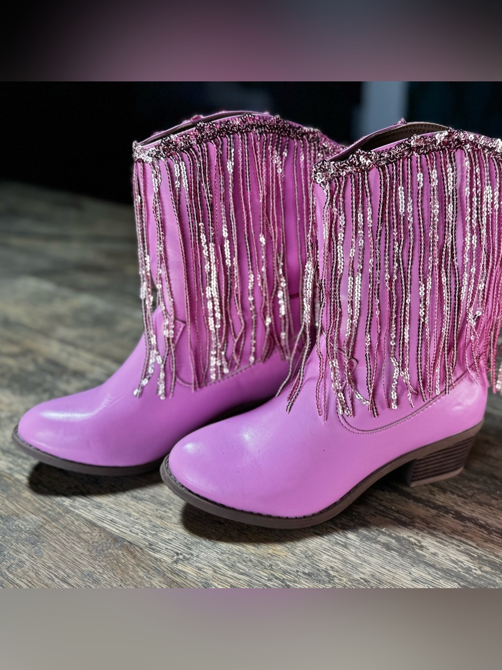 Blushing Rodeo Pink Fringe Cowboy Boots By Liv and Mia